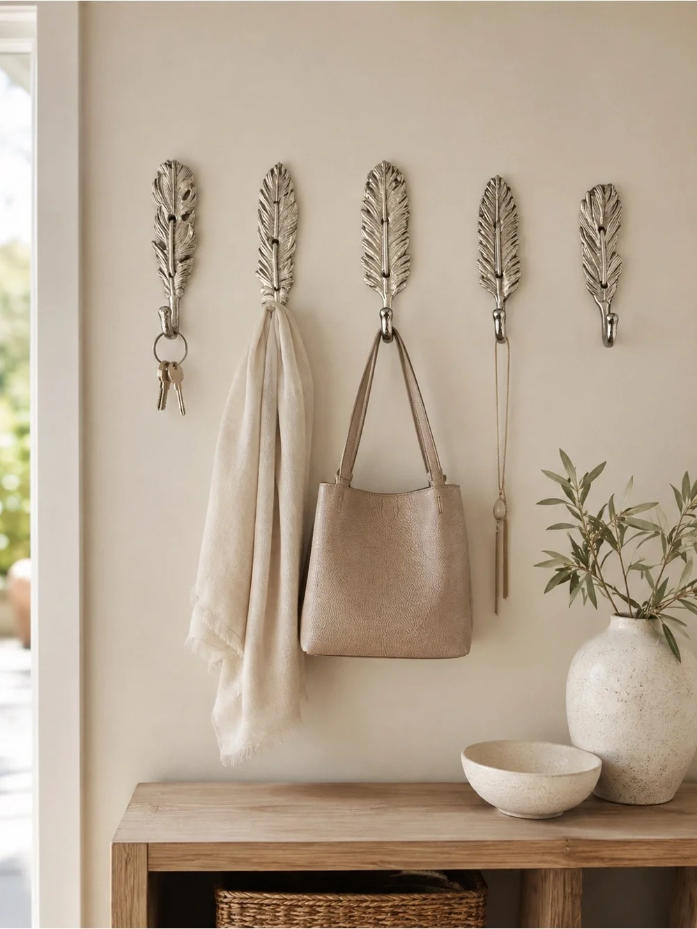 🐞Threshold Metallic Feather Wall Hook Set in Silver